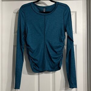 Free People Movement Right On Run Long Sleeve Layer Top Size L Teal Blue